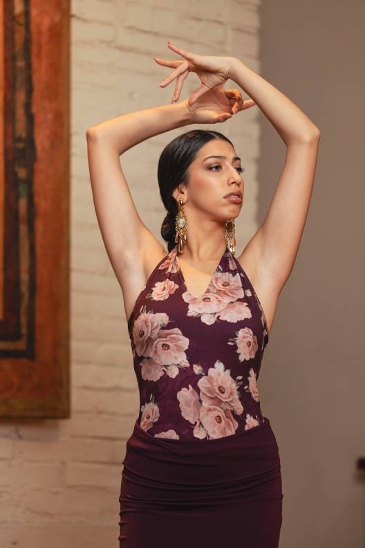 Top Mostazal Punto Elástico Estampado Adulto