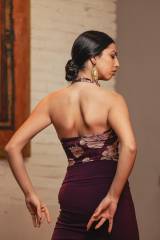 Top Mostazal Punto Elástico Estampado Adulto