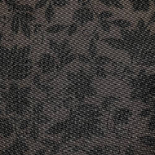 ET418/Tulle Stretch Print Grey Flowers